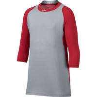 Nike Pro Cool Boy's 3/4 Sleeve Baseball Shirt in Red/Gray Size Small