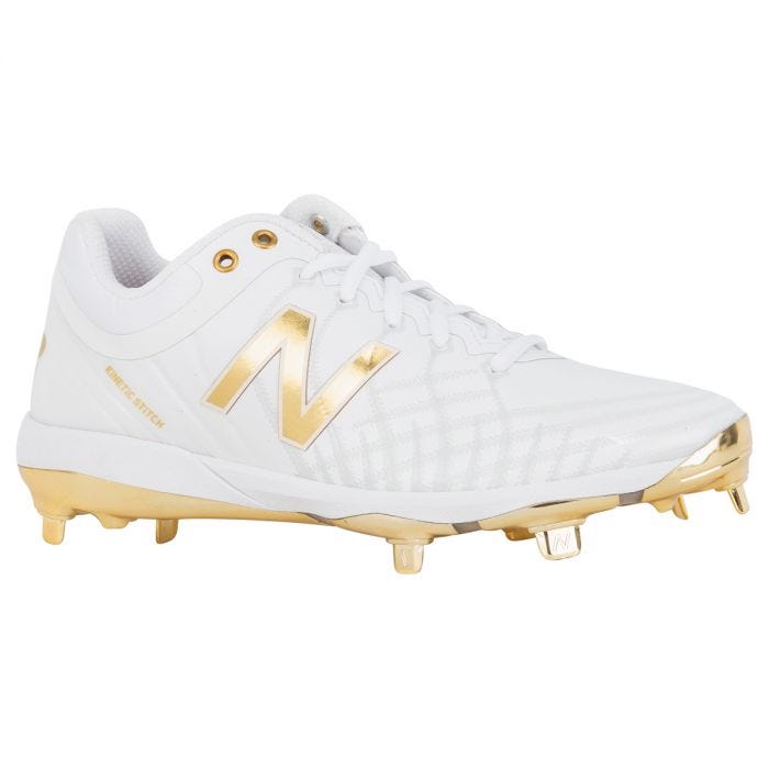 white and gold new balance cleats mens 