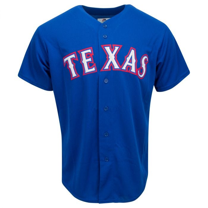 Texas Rangers Majestic Cool Base Pro Style Youth Jersey