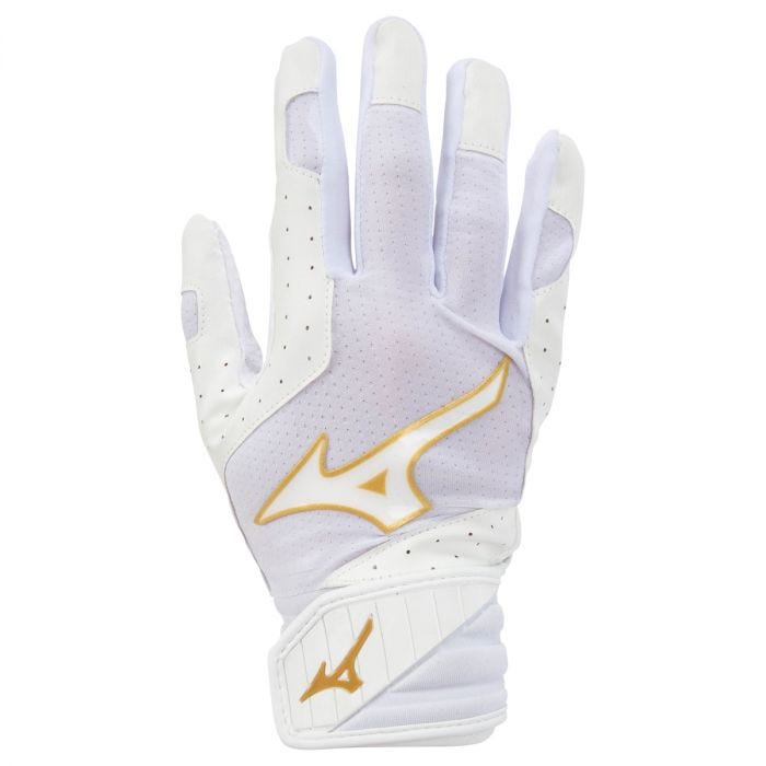 Mizuno Finch Women's Fastpitch Batting Gloves - White/Gold