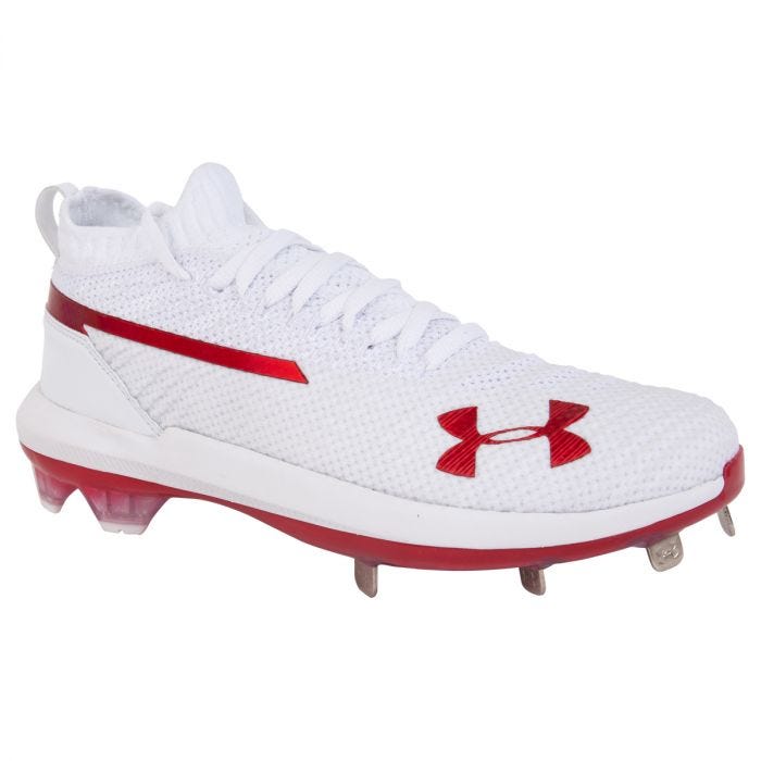 Low Metal Baseball Cleats - White/Red