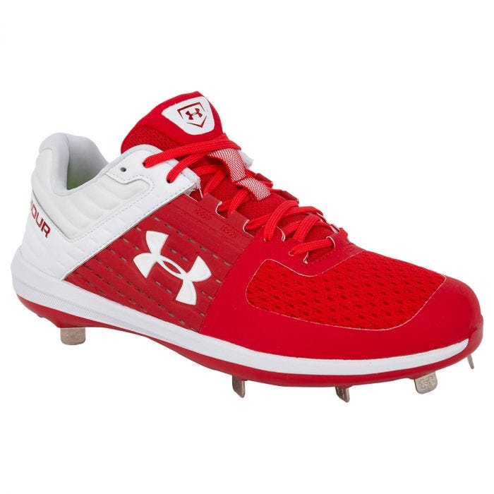 Under Armour Yard Low ST Men's Metal Baseball Cleats - Red/White